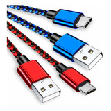 Cable Usb A Usb C, 6 Pies/2 Cables/azul Y Rojo