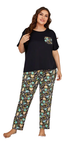 Conjuntos De Pijama De Mujer De Talla Grande, Top De Manga C