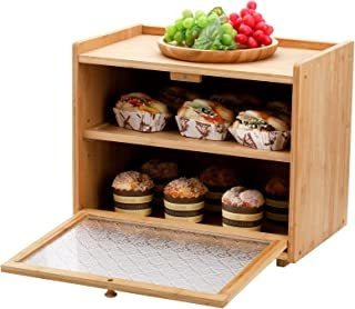 Zenfun Caja De Pan De Bambú Con Ventana De Exhibición Acríli