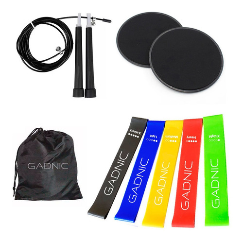 Kit De Entrenamiento Gadnic Bandas + Soga + Platos Fitnes 