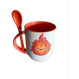 Taza Calcifer Castillo Vagabundo Con Cuchara Personalizada 