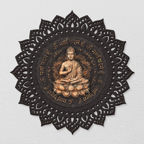 Mandala Quadro Em Madeira, Yoga, Chakra, Buda, Meditação