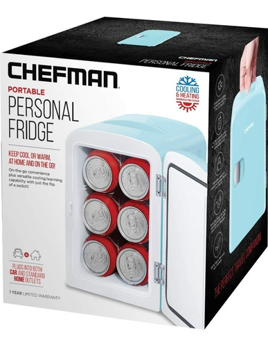 Mini Refrigerador Portátil Chefman Azul Mini Hielera Elect
