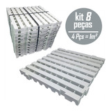 Kit 8 Pçs Piso Plástico 4,5 X 50x50 Branco - Deck Box Pallet