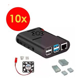 10x Case Com Cooler E Dissipadores P/ Raspberry Pi4 Pi 4 Nf