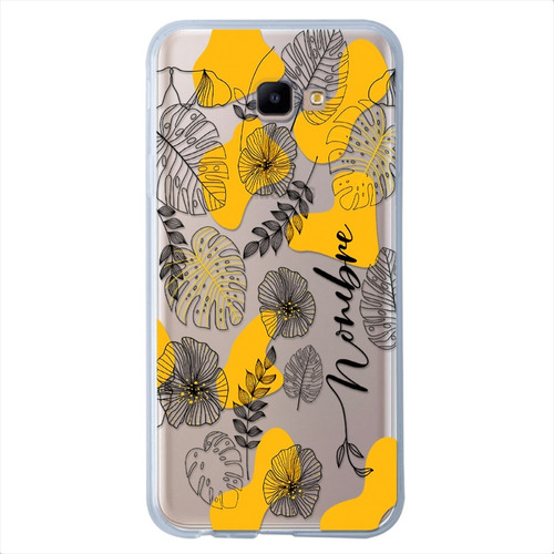 Funda Galaxy Antigolpes Flores Personalizada Con Tu Nombre