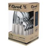 Set Cubiertos Carol X24 Tenedor Cuchillo Cuchara Cucharita Color Beige