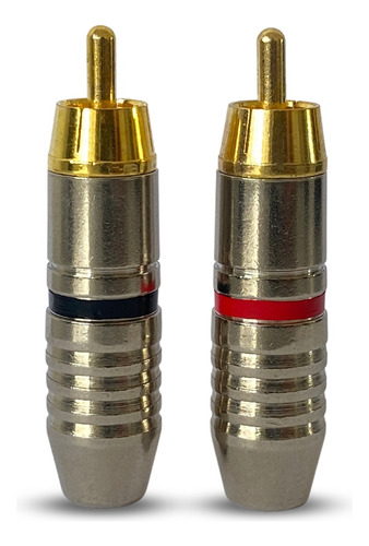 Kit Com 2 Conectores / Plugs Rca 6mm (ponta Banhada A Ouro)