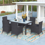 Mackhome 5 Piece Outdoor Wicker Dining Table 7-patio Rattan