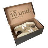 10 Caixas De Papelão Para Sapato Preta 33x19x12cm