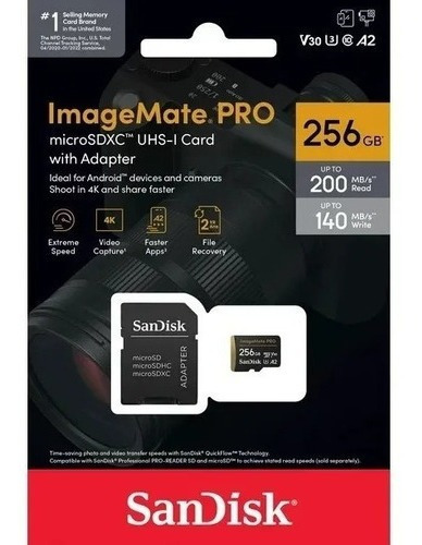 Cartão Micro Sd 256gb Imagemate Pro Extreme A2 4k 200mb