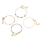 Pulsera De Oro Oro Plata Tobillo Mujer Tobillera Ajustable C