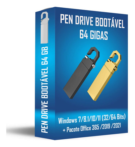 Pendrive Bootável 64 Gb Wind 7/8.1/10/11 +ofic2021 Pro