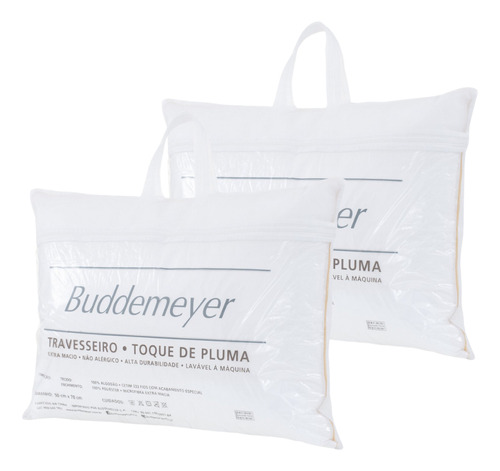 Kit 2 Travesseiro Buddemeyer Algodão 50x70 Toque De Pluma