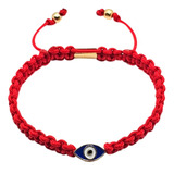 Pulsera Ojo Turco Roja Plata .925 Chapa De Oro 14k