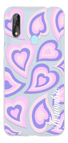 Funda Para Zte Para Mujer Corazones Morados Con Nombre