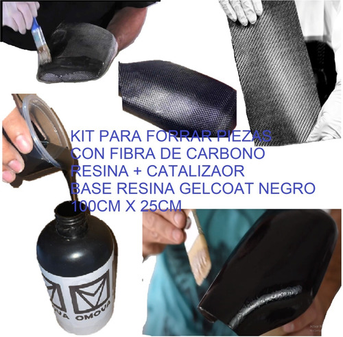 Kit Forrar Fibra De Carbono Real Tela 100x25cm + Kit Resinas