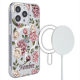 Funda Para iPhone Magsafe Personalizada Flores Y Nombres