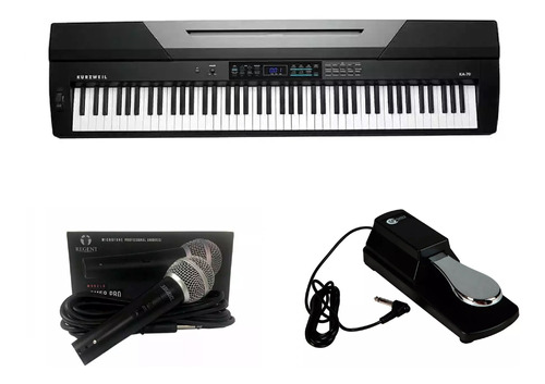 Kit Piano Arranjador Kurzweil Ka70 Microfone E Pedal