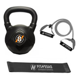 Kit Set Gym Pesa Rusa Kettlebell 8 Kg + Bandas Elasticas