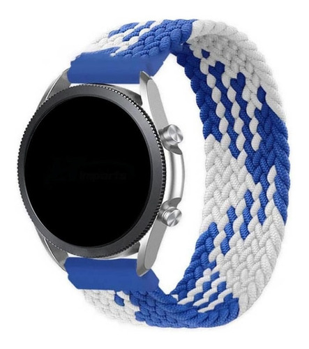 Pulseira 22mm Nylon Trançada Infinito Para Amazfit Gtr 47mm Cor Azul/branco [tam. M] (pulso 185 Até 195mm)