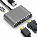 Adaptador Usb C A Hdmi Vga Usb3.0, Tipo C 4 En 1, Concentrad