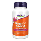 Vitamina Mega D3 5.000 Ui Y K2 Mk7 180 Mcg 120 Cápsulas Now Foods