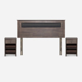 Set Respaldo+veladores Ferrara Cuerina-madera Gris 2 Plazas