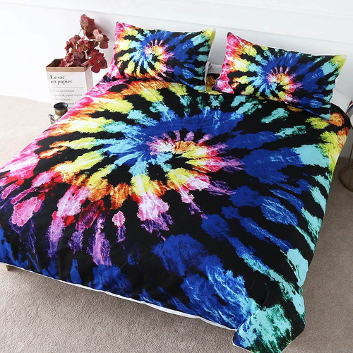 Âfunda Nã³rdica Tie Dye Retro Ropa De Cama Teã±ida Boho...