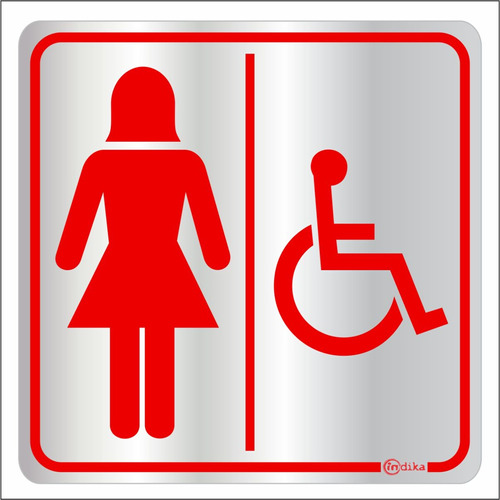 Placa Alumínio Sanitário Banheiro Cadeirante Feminino