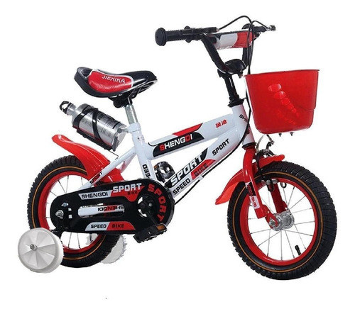 Bicicleta Infantil Lumax Rodado 14 Color Rojo Con Ruedas De Entrenamiento