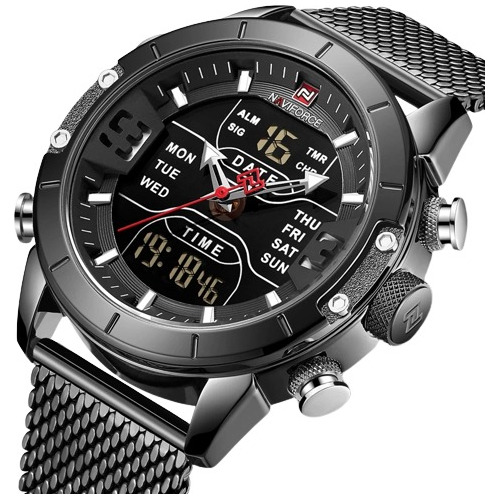 Relógio Naviforce Pulseira De Aço Inox Esportivo Militar