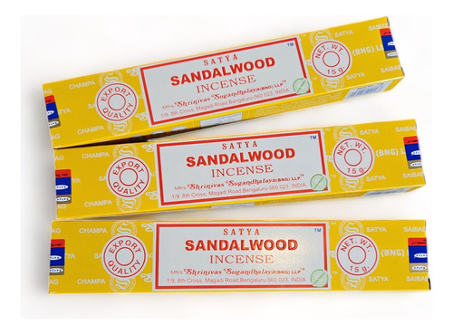 Sahumerios Satya Nag Champa Sandalwood X 3 Cajitas De 15 Gr 