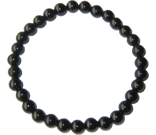 Pulsera Turmalina Negra Cuentas De 6 Mm. Protección