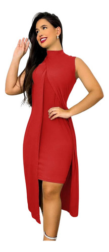 Vestido Midi Feminino Com Capa Tubinho De Festa