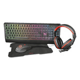 Combo Gamer Trust Ziva 4 En 1 Auricular Teclado Mouse Pad 