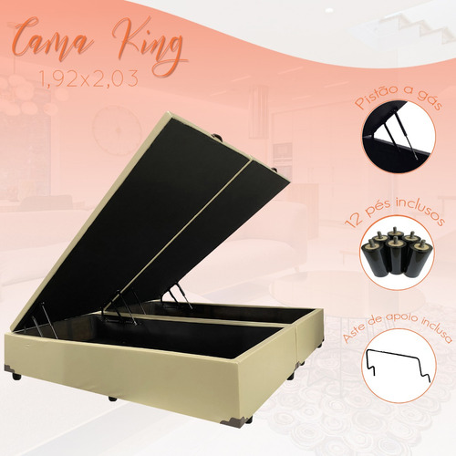 Cama Box Bau King 1,93 Premium (blindada) Super Reforçada