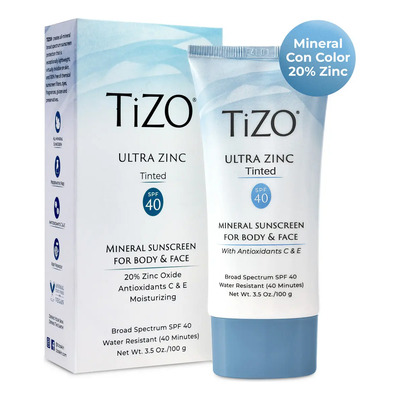 TiZO Ultra Zinc Protector Solar Mineral Facial y Corporal Con Color Sunscreen Resistente al Agua SPF 40 Bloqueador con Óxido de Zinc Skin Care Hombre y Mujer 100g | Meses sin interés