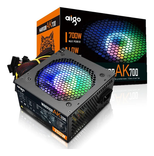 Fonte Aigo 700w 220v Rgb E Pfc Ativo