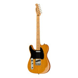 Guitarra Eléctrica Harley Benton Vintage Series Te-52 Telecaster De Fresno Natural Brillante Con Diapasón De Arce