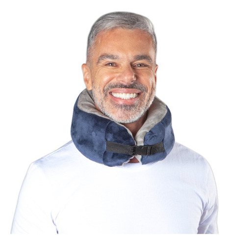 Almofada De Pescoço Viagem Neck Roll Plush Perfetto Cor Azul / Graifte