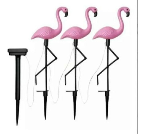 Pack 3 Flamingos Solares  Estaca Para Jardín 