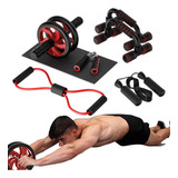 Kit Rodillo Abdominal Barras Push-up Cuerda Ejercitador Mano