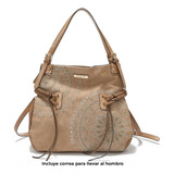 Bolsa Shoulder Josefina Nicole Lee Con Mandala Bordado Fw22 Color Beige