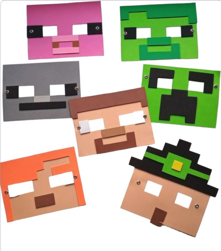 25 Antifaces Minecraft - Goma Eva 