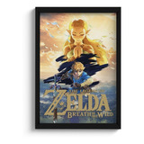 Quadro Gamer Zelda Breath Of The Wild -a3 C/ Moldura E Vidro