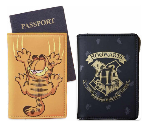 Porta Pasaporte Funda Harry Potter Y Garfield Protector