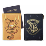 Porta Pasaporte Funda Harry Potter Y Garfield Protector