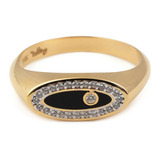 Anillo P/caballero Oval Con Onix En Oro De 14k, Doble O