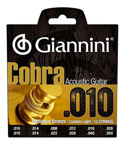 Cuerdas Guitarra Acustica 12 Cuerdas Giannini 010 - 050